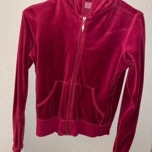 Velvet Zip-Up Hoodie in Deep Burgundy